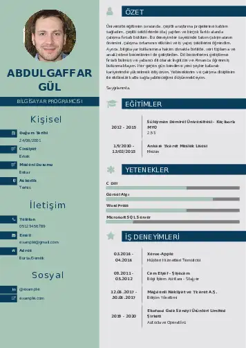 Bilgisayar Programcısı CV Örnekleri cv indir